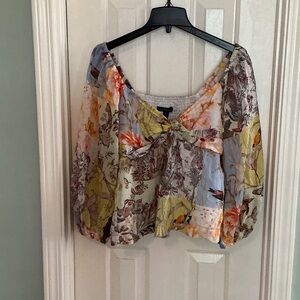 Banana Republic Multicolor Floral Tie-Front Blouse
